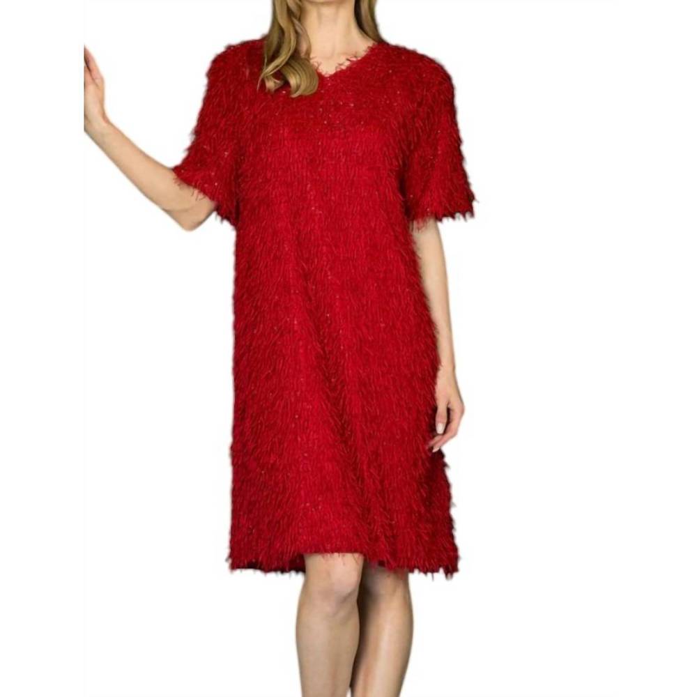 NEW JOH winna eyelash dress in wine